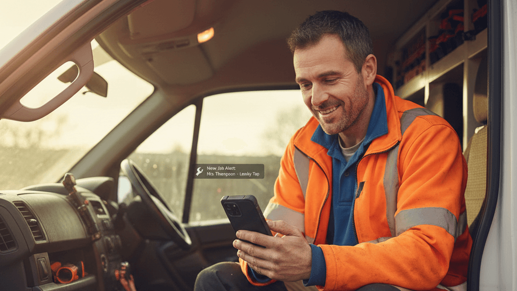 UK tradesperson using Receev on mobile